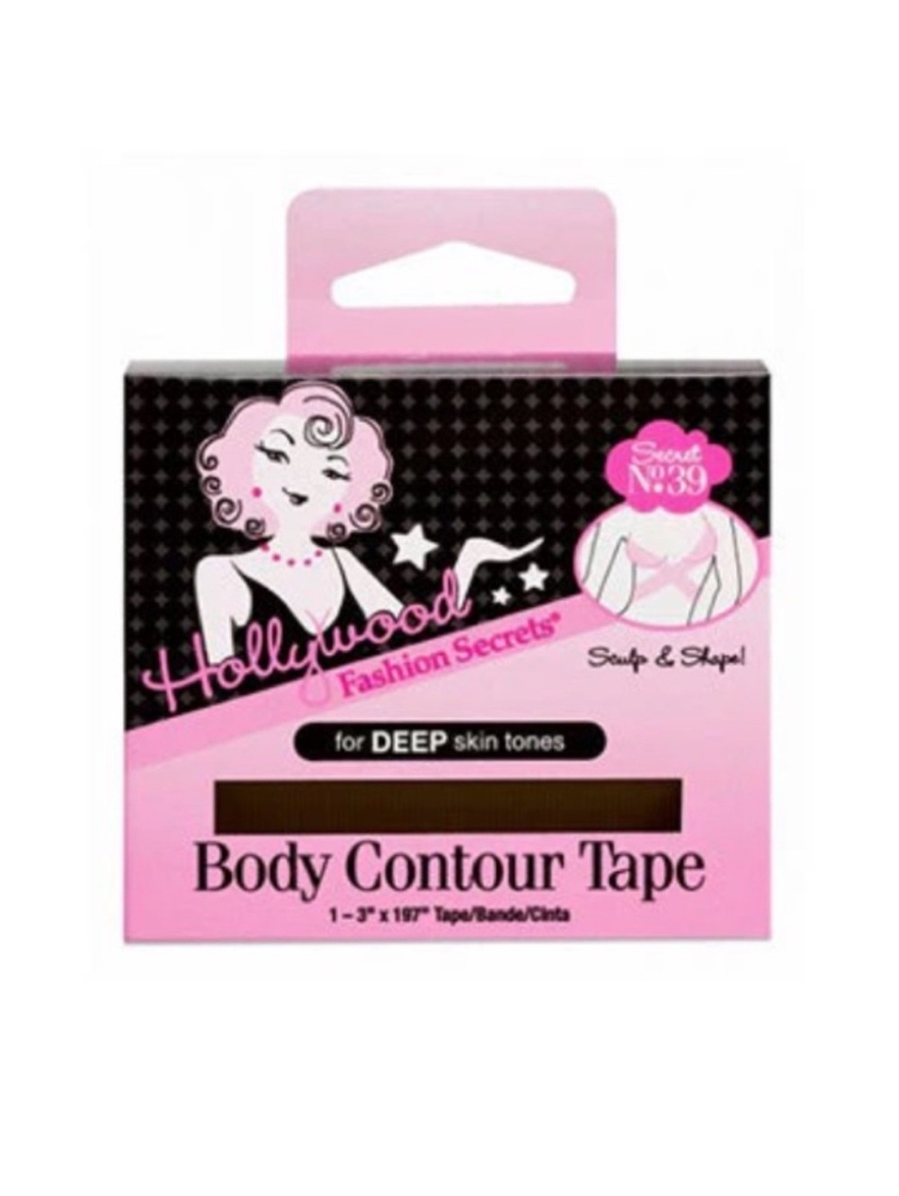 HOLLYWOOD FASHION SECRETS Body Contour Tape for Deep Skin Tones NEW